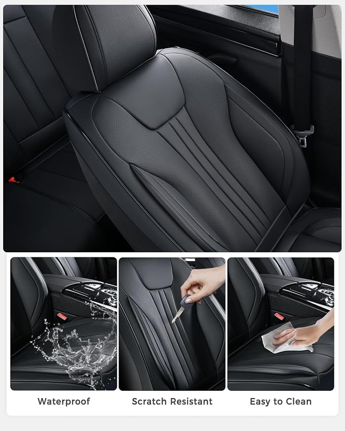 Universal Faux Leather Seat Covers — Front Seat — Black