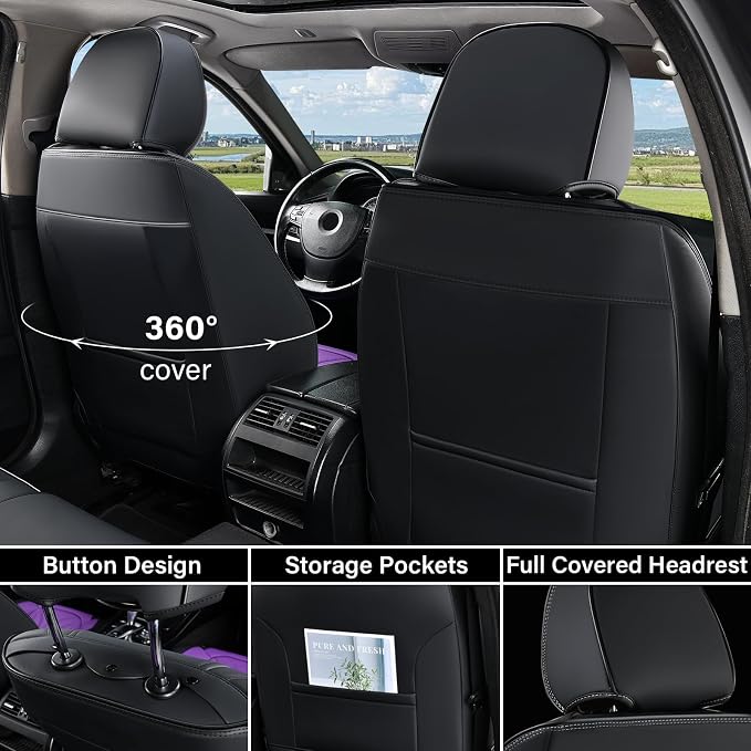 Universal Seat Covers — Front Seat — Black / Purple