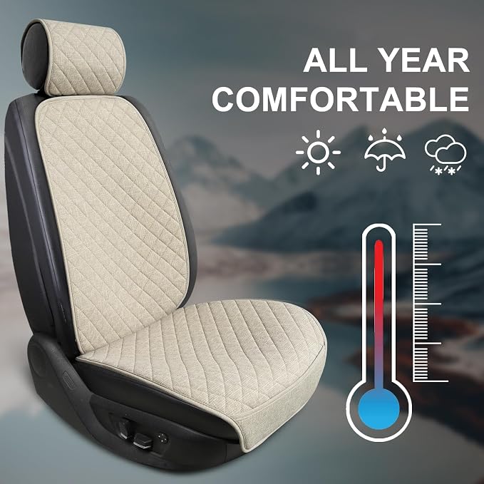 Universal Fabric Seat Covers — Front Seat — Beige
