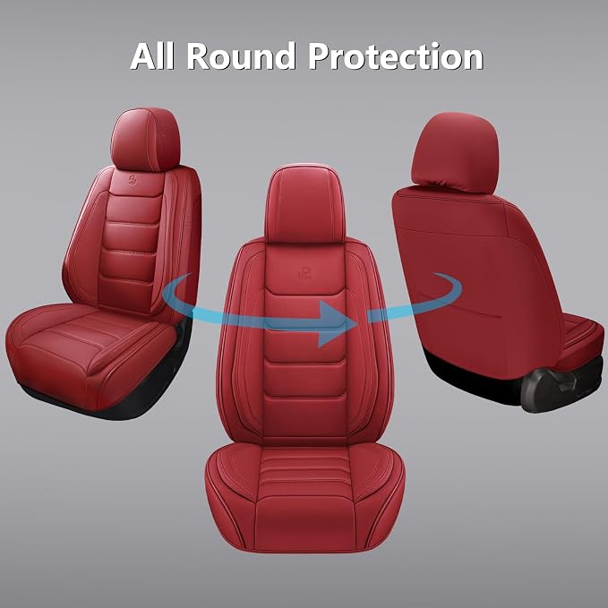 Faux Leather Car Seat Covers — Full Set — Red