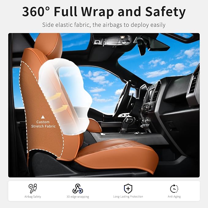 Seat Covers for Multiple Vehicles — Front Seat — Brown