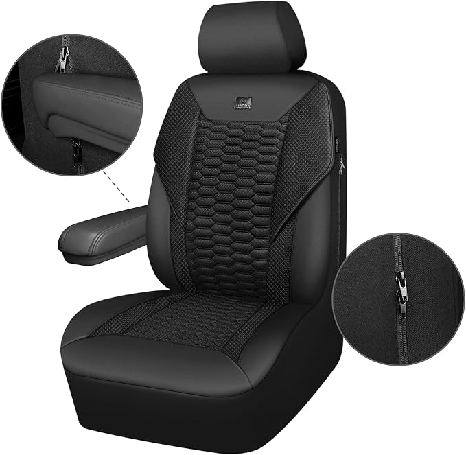 Universal Fabric Seat Covers — Front Seat — Black