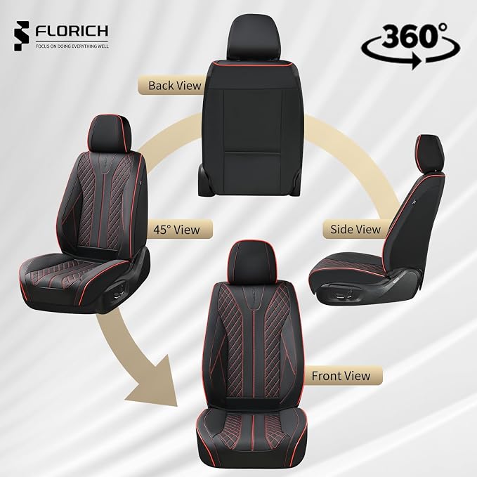 Universal Seat Covers — Full Set — Black / Red