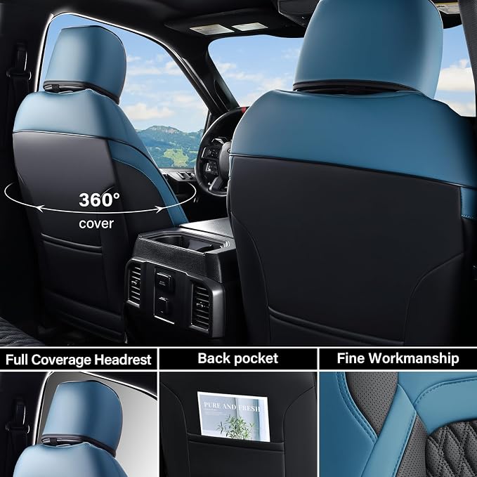 Faux Leather Seat Covers for Chevrolet Silverado / GMC Sierra — Front Seat — Blue