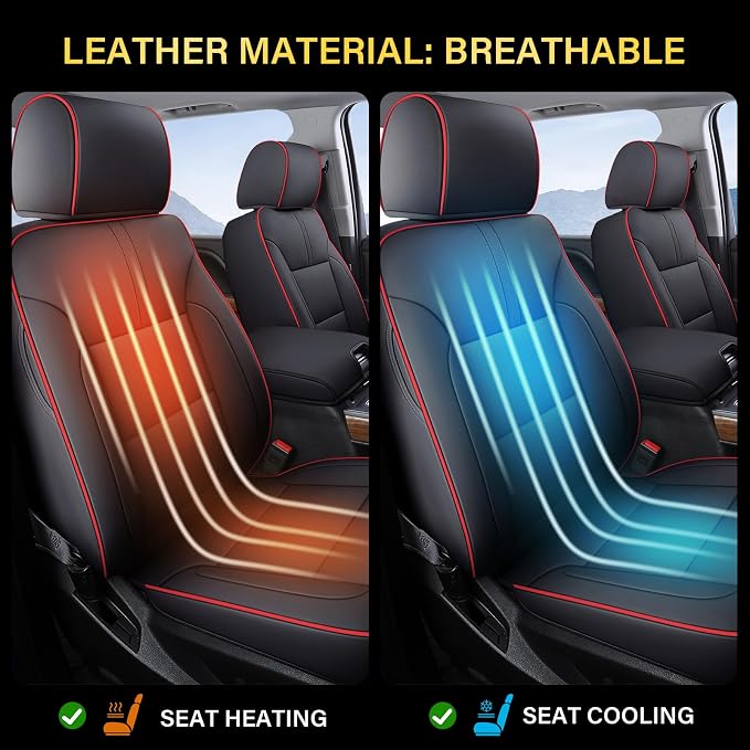 Faux Leather Seat Covers for Chevrolet Silverado / GMC Sierra — Full Set — Red