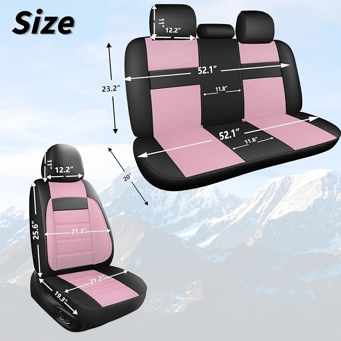 Universal Fabric Seat Covers — Black / Pink