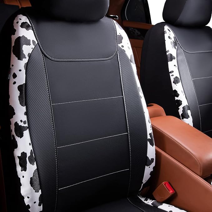Faux Leather Car Seat Covers — Front Seat — Black