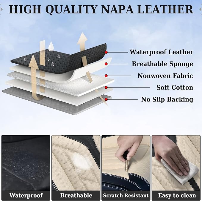 Universal Seat Covers — Front Seat — Black / Beige