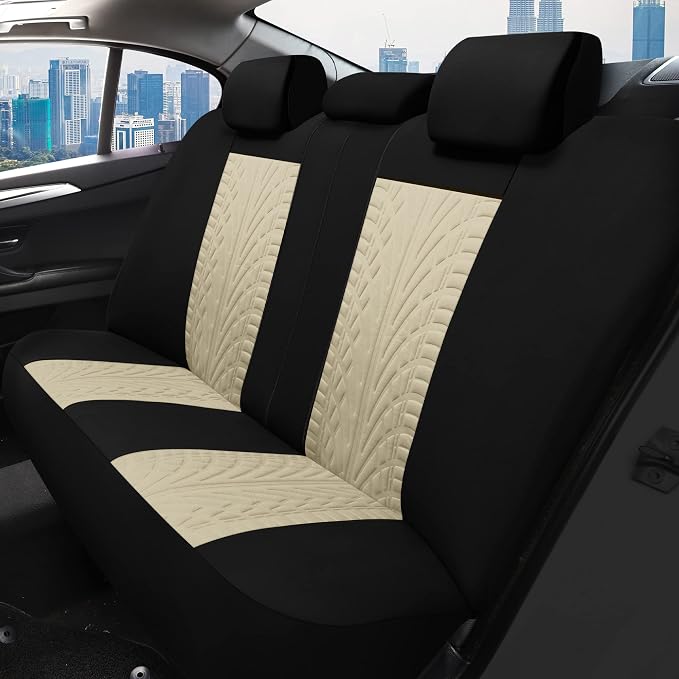 Universal Fabric Seat Covers — Full Set — Black / Beige