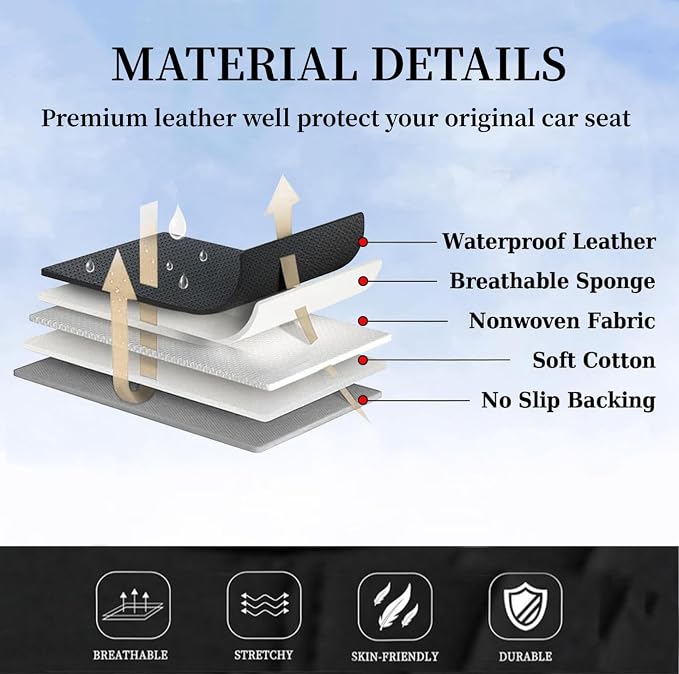 Universal Faux Leather Seat Covers — Full Set — Coffee