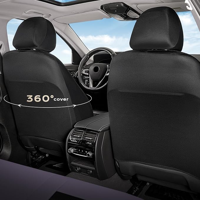 Fabric Car Seat Covers — Full Set — Purple / Black