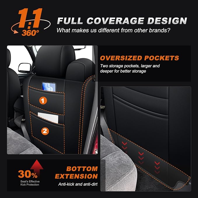 Seat Covers for Chevrolet Silverado / GMC Sierra — Full Set — Black / Red