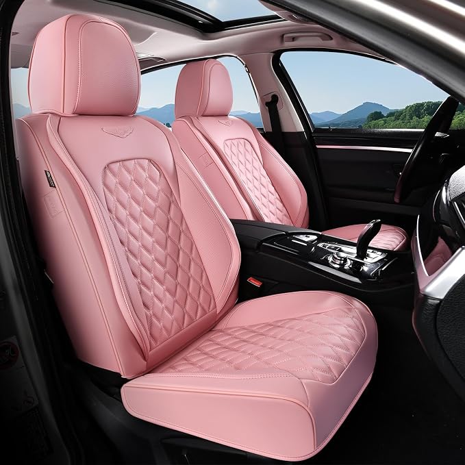 Faux Leather Car Seat Covers — Rear Seat — Pink