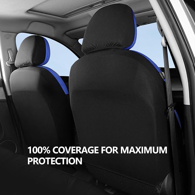 Universal Fabric Seat Covers — Front Seat — Black / Blue