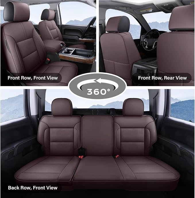 Faux Leather Seat Covers for Chevrolet Silverado / GMC Sierra — Full Set — Brown