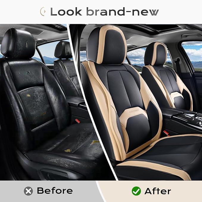 Universal Seat Covers — Full Set — Black / Beige
