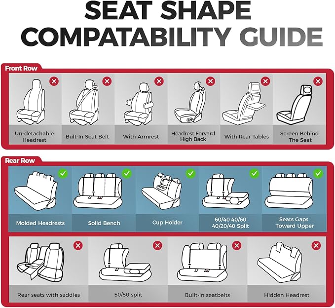 Universal Faux Leather Seat Covers — Full Set — Gray