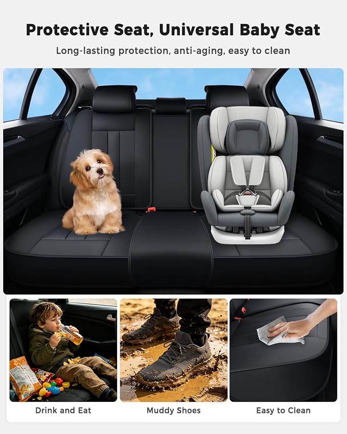Universal Faux Leather Seat Covers — Black