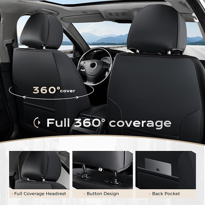 Universal Seat Covers — Full Set — Black / Beige