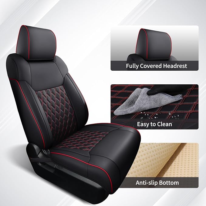 Seat Covers for Toyota Tacoma — Full Set — Black / Red
