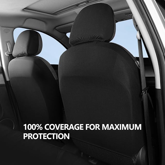 Universal Fabric Seat Covers — Front Seat — Black