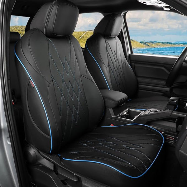 Faux Leather Seat Covers for Toyota Tacoma โ Full Set โ Black / Blue