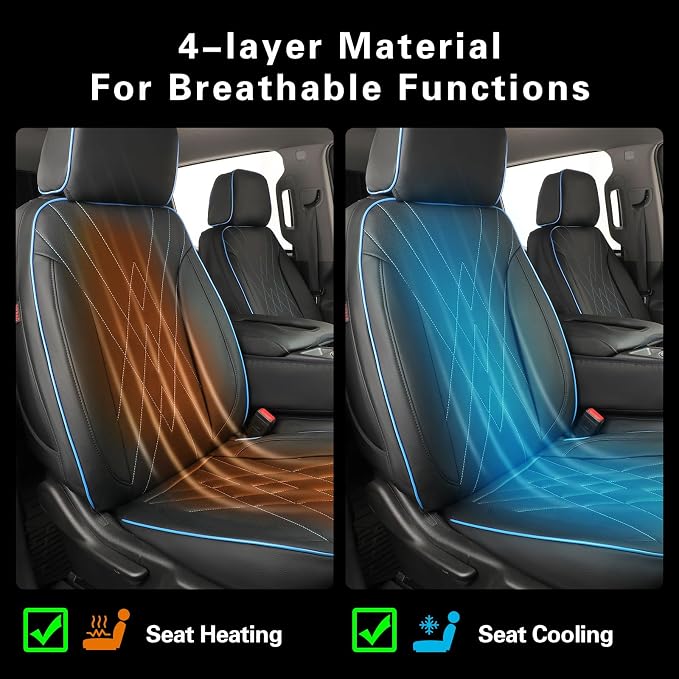 Faux Leather Seat Covers for Chevrolet Silverado — Full Set — Black / Blue