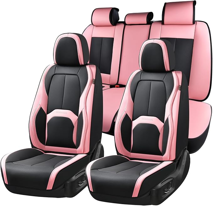Universal Seat Covers — Full Set — Black / Pink