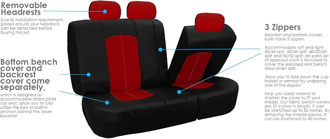 Universal Faux Leather Seat Covers — Red