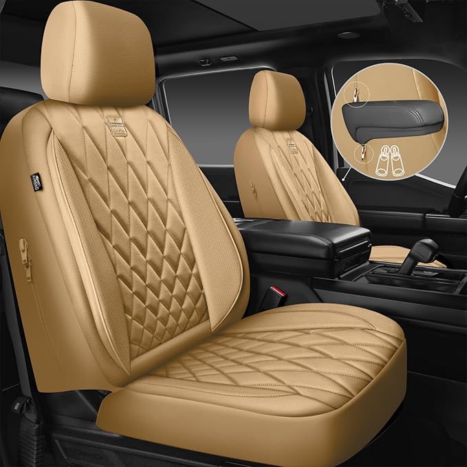 Universal Faux Leather Seat Covers — Full Set — Beige