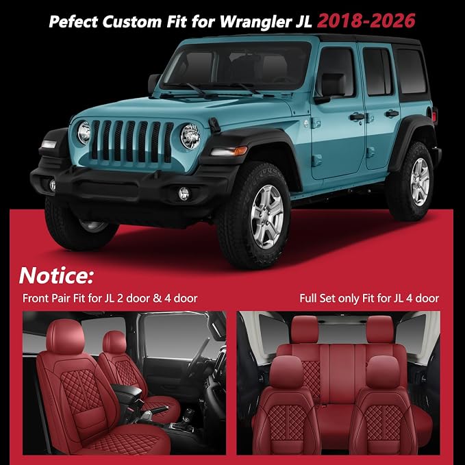Faux Leather Car Seat Covers — Front Seat — Red