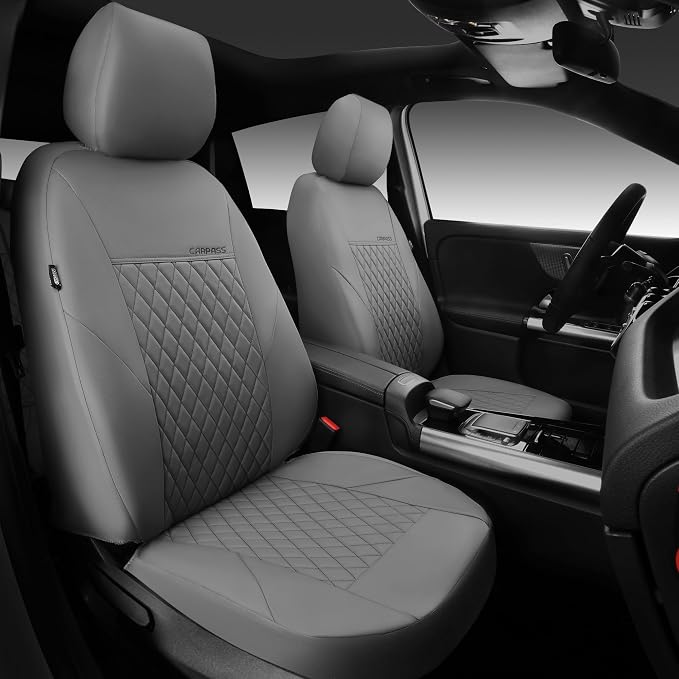 Universal Faux Leather Seat Covers — Full Set — Gray