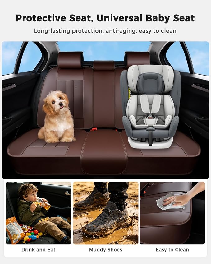 Universal Faux Leather Seat Covers — Coffee