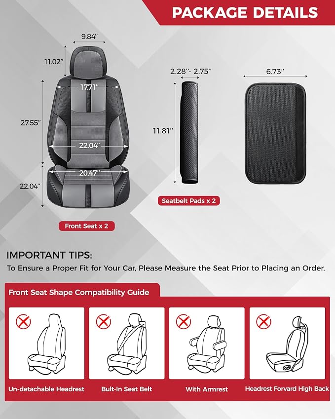 Universal Faux Leather Seat Covers — Front Seat