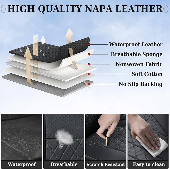 Faux Leather Seat Covers for Toyota Tacoma — Front Seat — Black