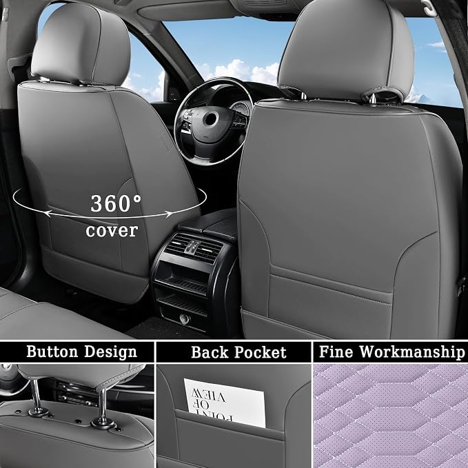 Universal Seat Covers — Full Set — Gray / Purple