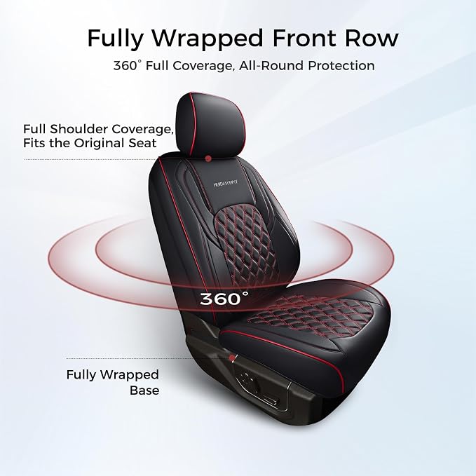 Seat Covers for Multiple Vehicles — Full Set — Black / Red