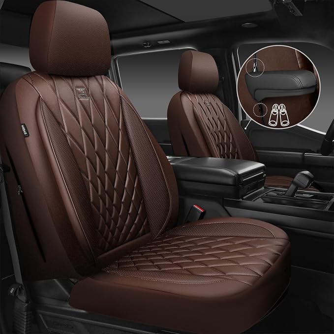 Universal Faux Leather Seat Covers — Full Set — Brown