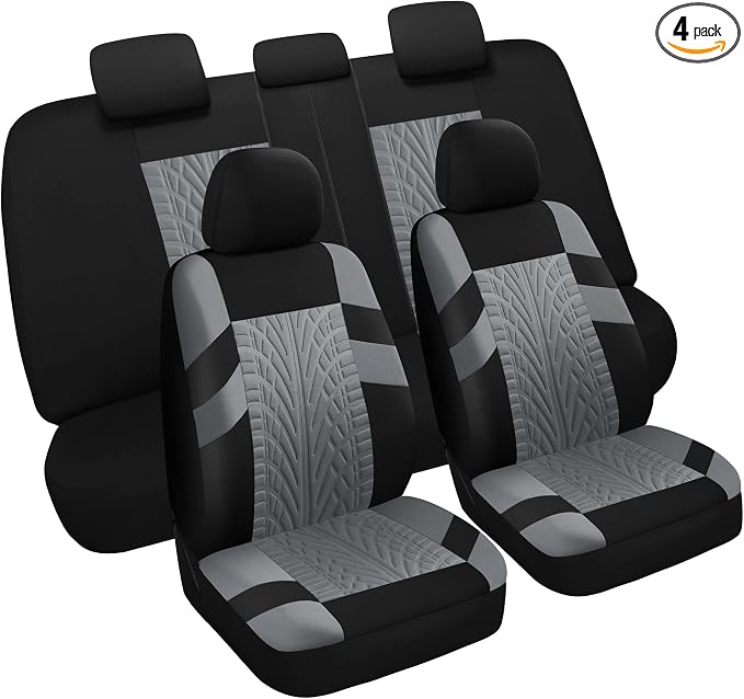 Universal Fabric Seat Covers — Full Set — Black / Gray