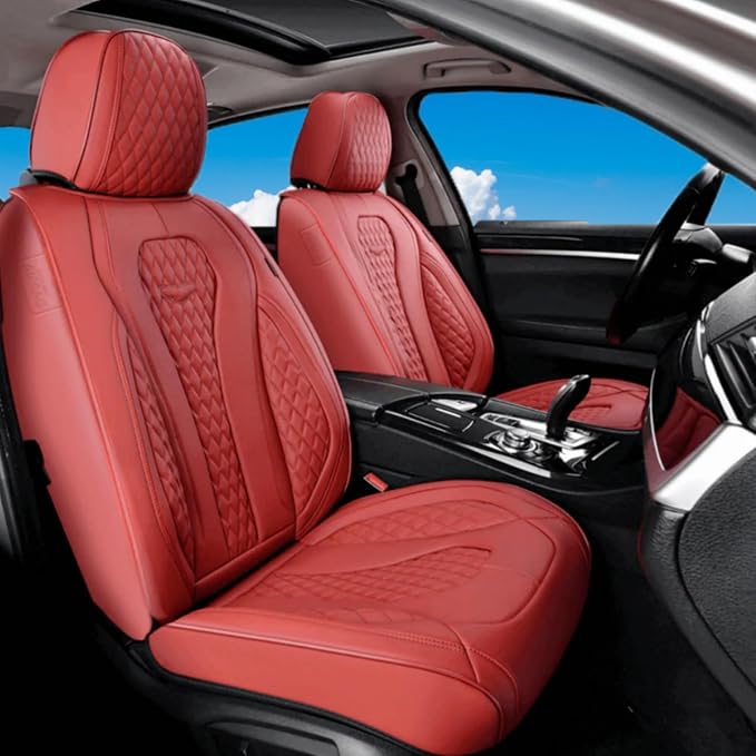 Universal Faux Leather Seat Covers — Front Seat — Red