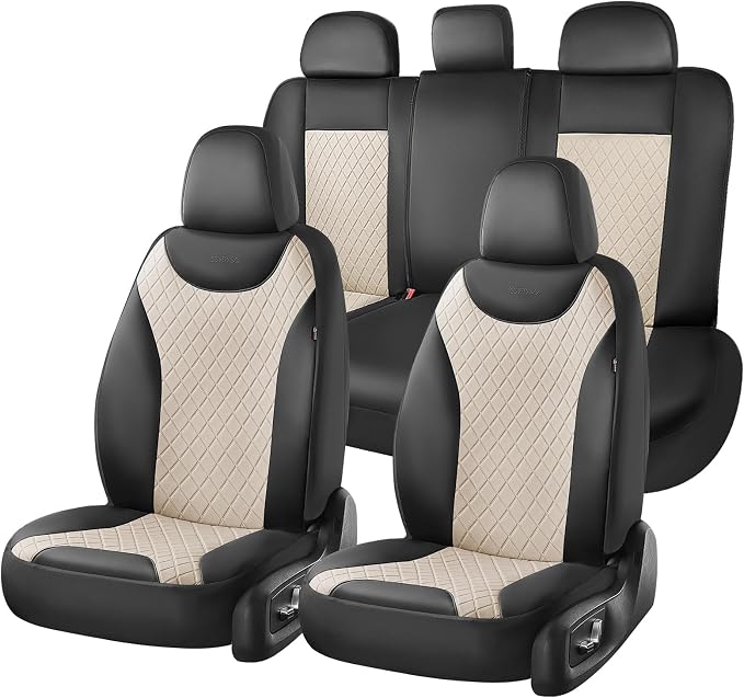 Universal Seat Covers — Full Set — Black / Beige