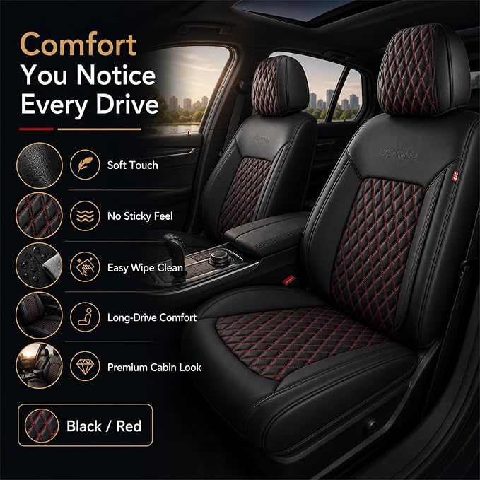 Universal Seat Covers — Full Set — Red / Black
