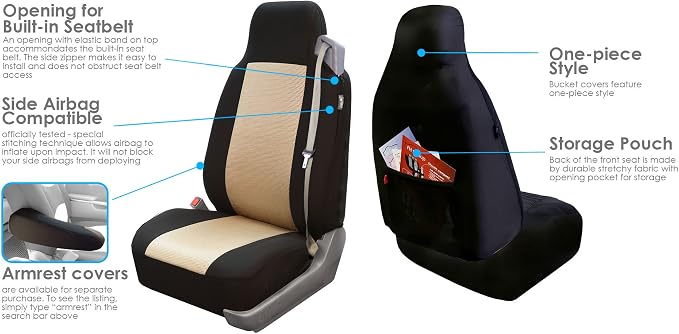 Universal Fabric Seat Covers — Full Set — Black
