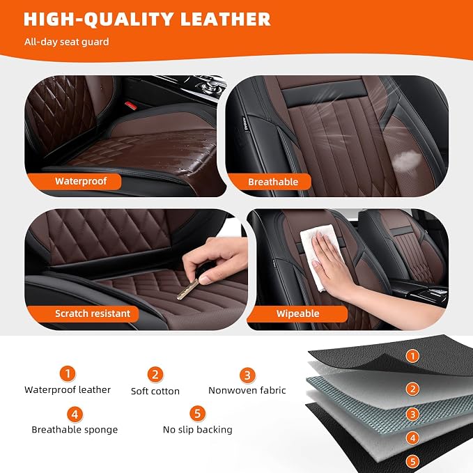 Universal Seat Covers — Full Set — Black / Brown
