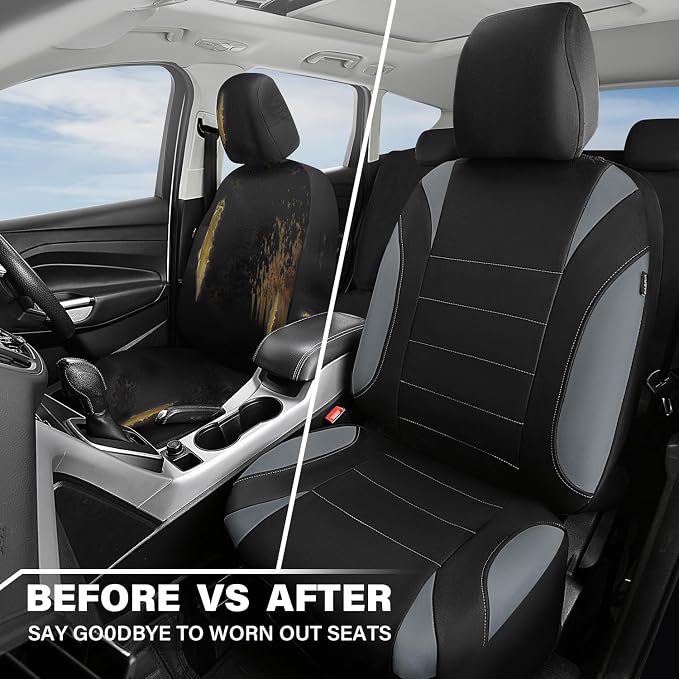 Universal Neoprene Seat Covers — Front Seat — Gray