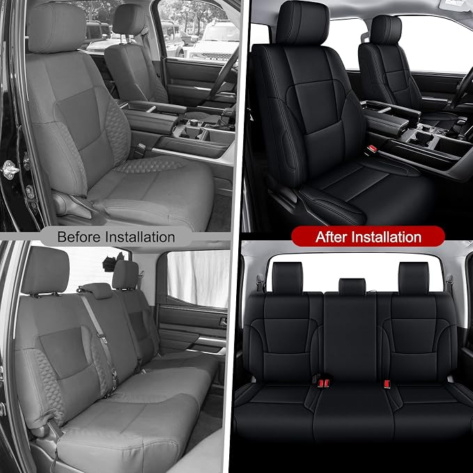 Faux Leather Seat Covers for Toyota Tundra — Full Set — Black