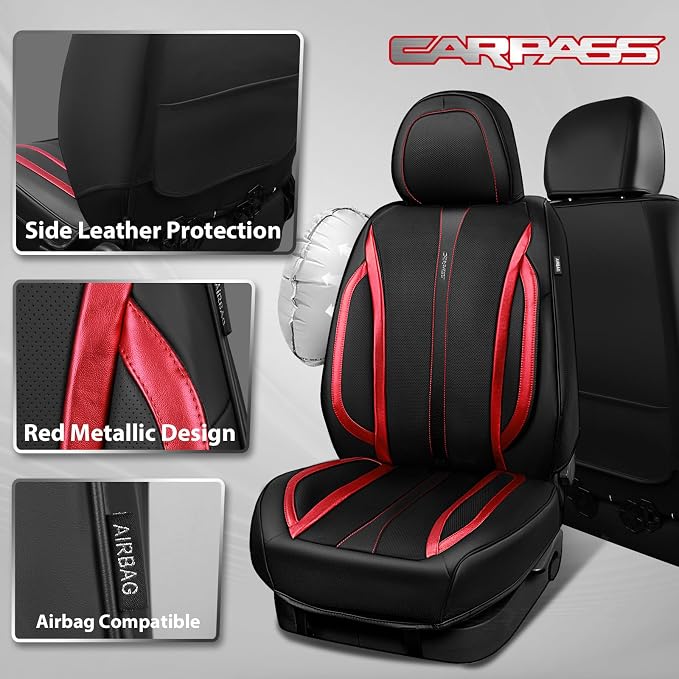 Universal Seat Covers — Full Set — Black / Red