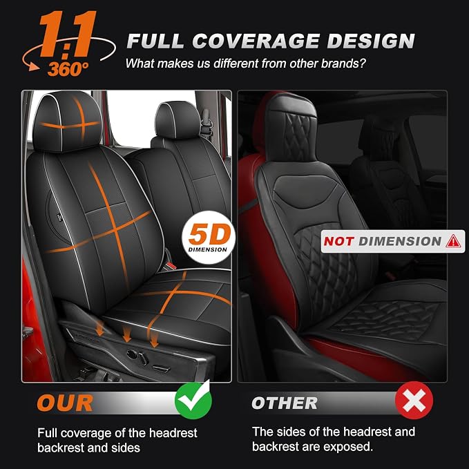 Faux Leather Seat Covers for Chevrolet Silverado / GMC Sierra — Full Set — Black / White