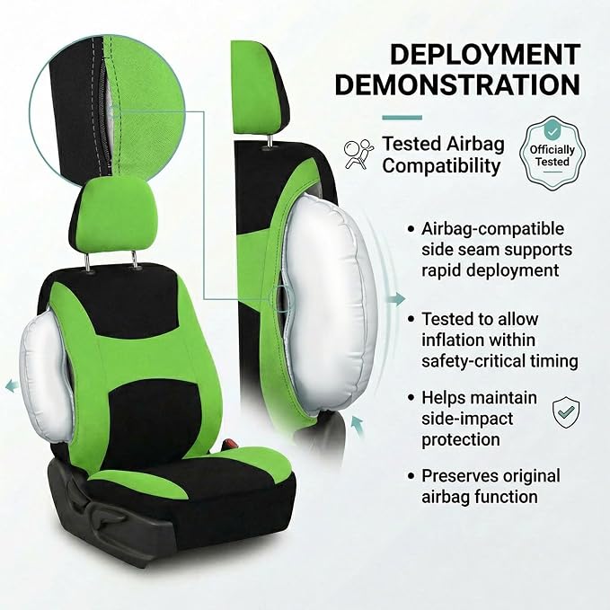 Universal Fabric Seat Covers — Front Seat — Green