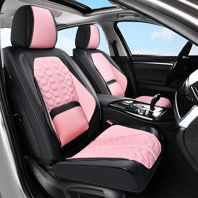 Universal Seat Covers — Full Set — Black / Pink